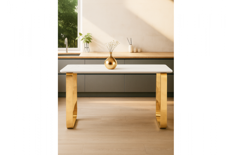 Керамический стол Селена 4 160х90х77 белый мрамор / золото-1