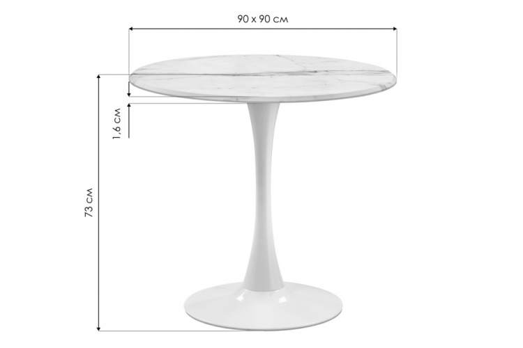 Стол деревянный Тулип 90х73 мрамор черный / черный-3