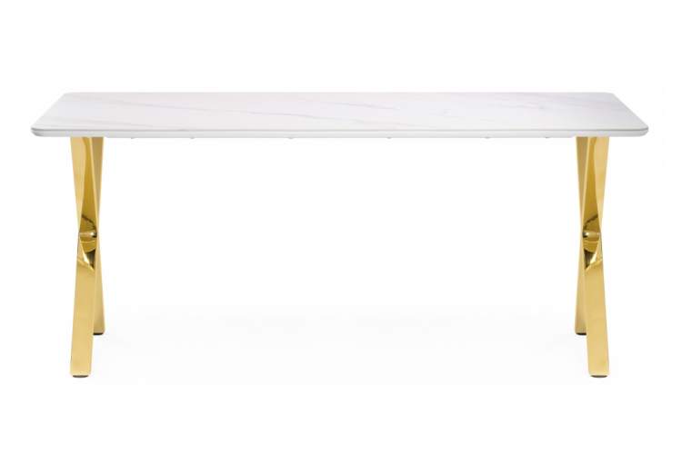 Керамический стол Селена 3 180х90х77 белый мрамор / золото-4