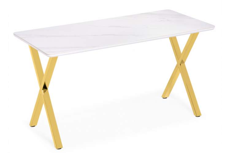 Керамический стол Селена 3 180х90х77 белый мрамор / золото