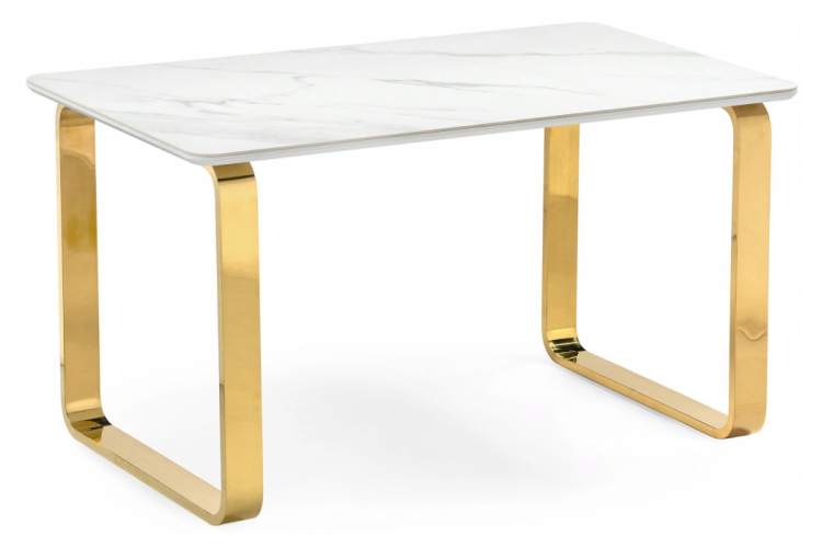 Керамический стол Селена 4 160х90х77 белый мрамор / золото