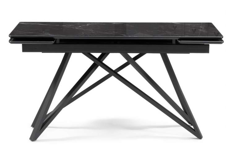 Стол стеклянный Вилсон 140(200)х80 черный мрамор / черный-1