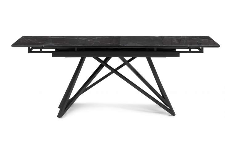 Стол стеклянный Вилсон 140(200)х80 черный мрамор / черный-2
