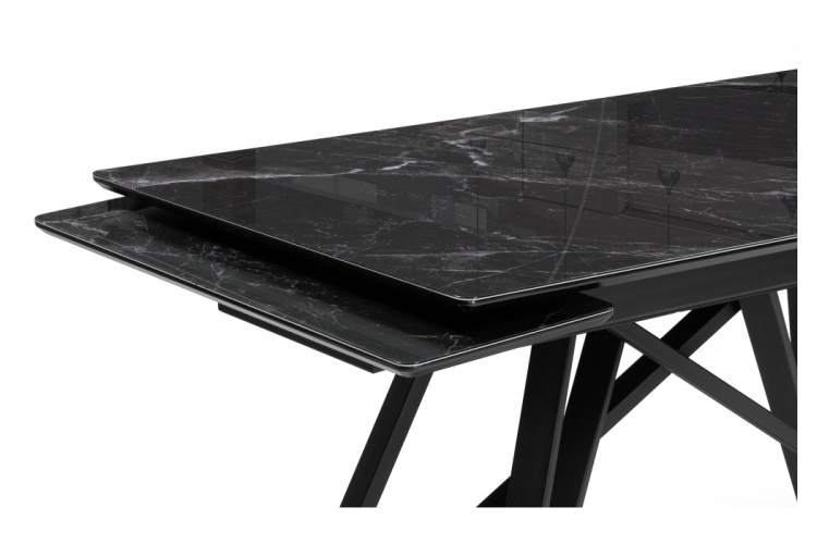 Стол стеклянный Вилсон 140(200)х80 черный мрамор / черный-4