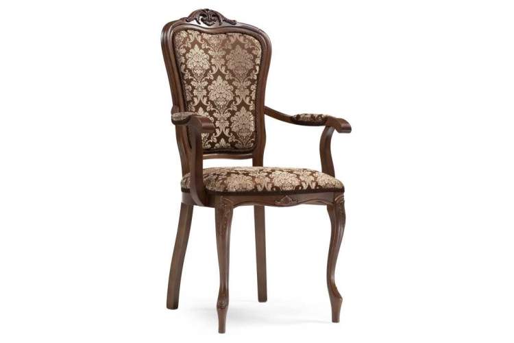 Стул деревянный Руджеро с мягкими подлокотниками орех / шоколад