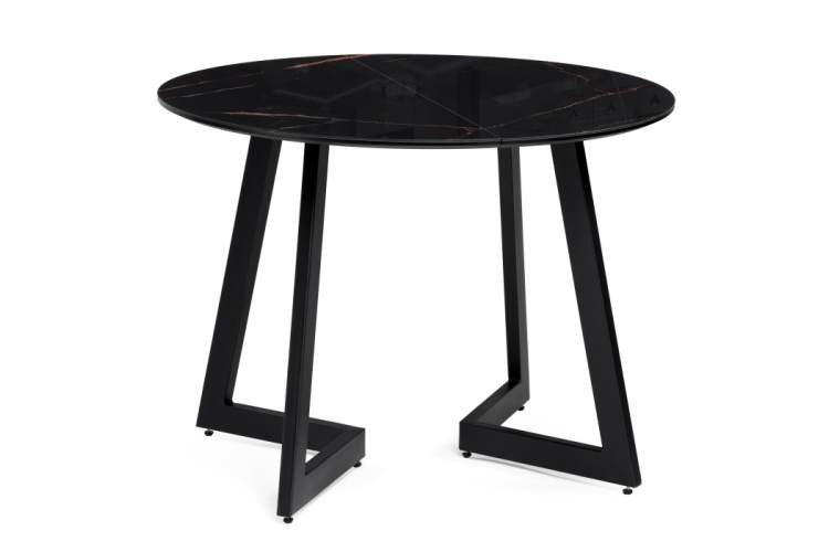 Стол стеклянный Алингсос 100(140)х100х76 обсидиан / черный-2