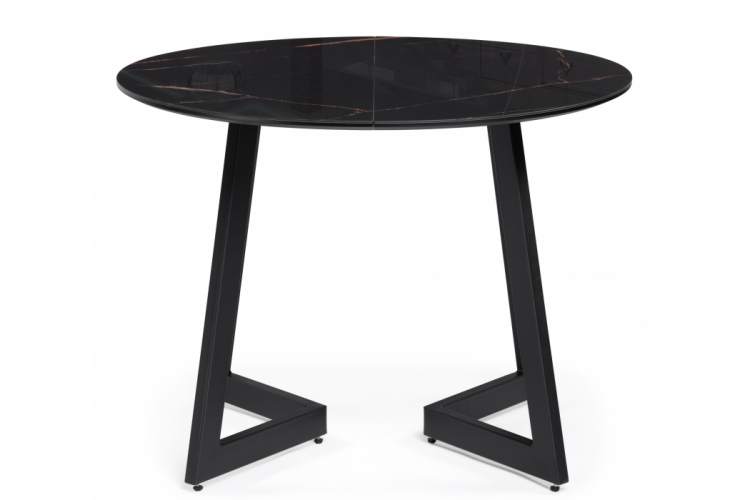 Стол стеклянный Алингсос 100(140)х100х76 обсидиан / черный-3