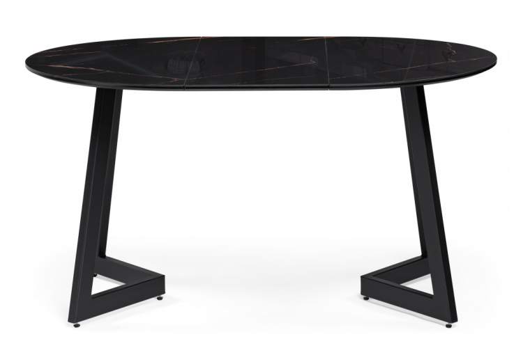 Стол стеклянный Алингсос 100(140)х100х76 обсидиан / черный-4