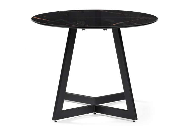 Стол стеклянный Алингсос 100(140)х100х76 обсидиан / черный-5