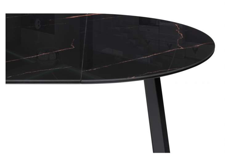 Стол стеклянный Алингсос 100(140)х100х76 обсидиан / черный-6