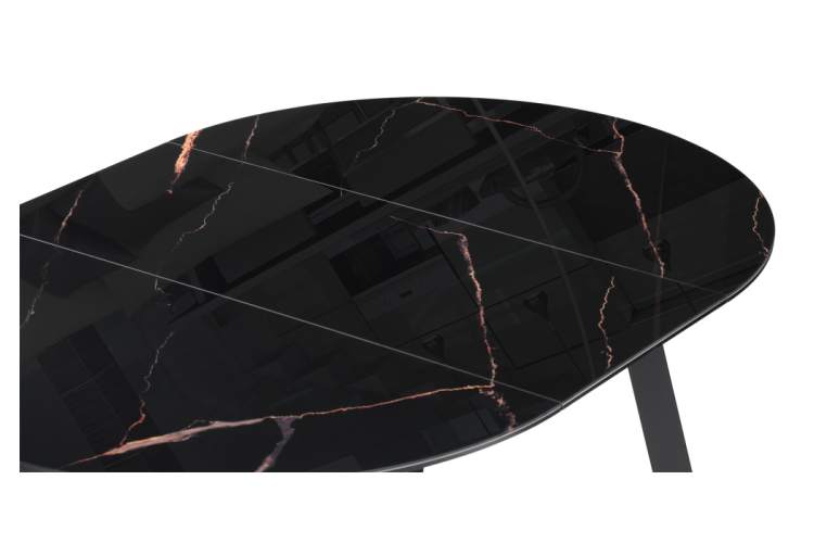 Стол стеклянный Алингсос 100(140)х100х76 обсидиан / черный-7