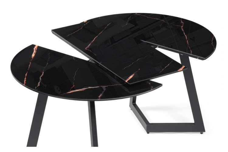 Стол стеклянный Алингсос 100(140)х100х76 обсидиан / черный-8