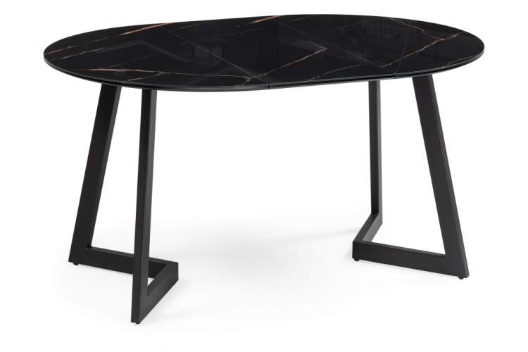 Стол стеклянный Алингсос 100(140)х100х76 обсидиан / черный