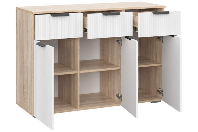 Комод Стокгольм КМ03-1200 дуб сонома / line софт пломбир-3