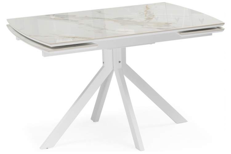 Керамический стол Катчел 120(180)x80 белая шагрень / белый