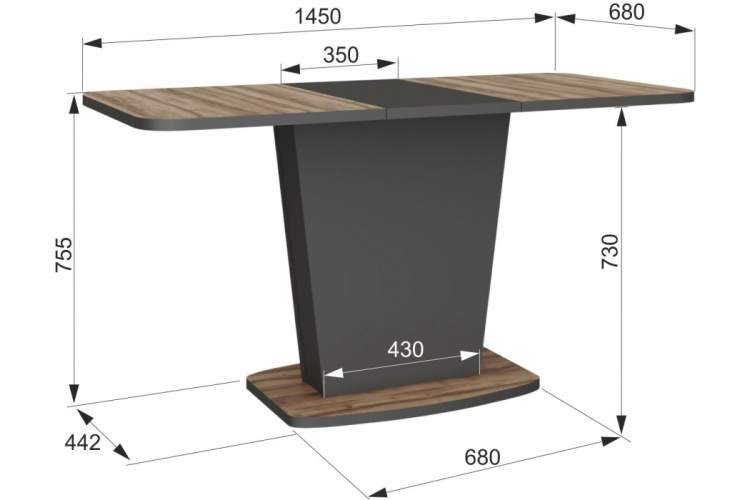Стол деревянный Комфорт авелано / графит-9