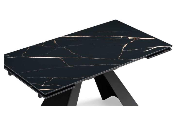 Стол стеклянный Торвальд 140(200)х80х77 обсидиан / черный-4