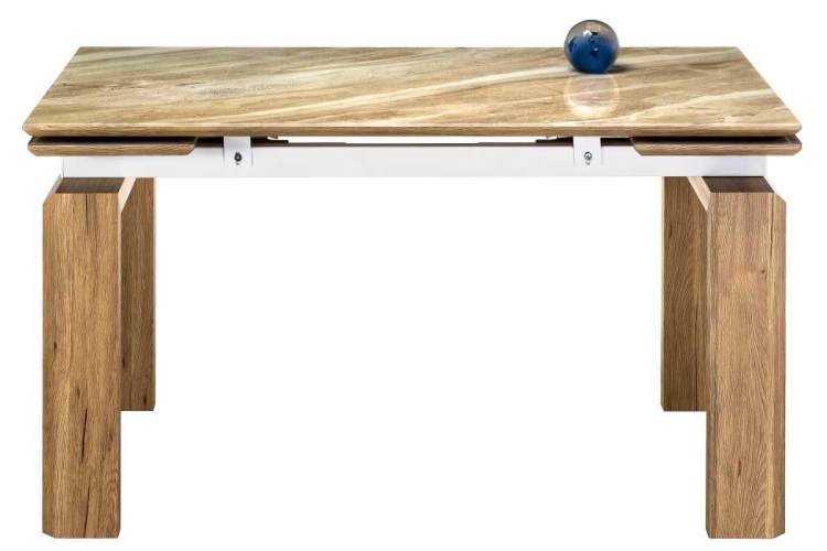 Стол стеклянный Давос бежевый мрамор / дуб монтана-2