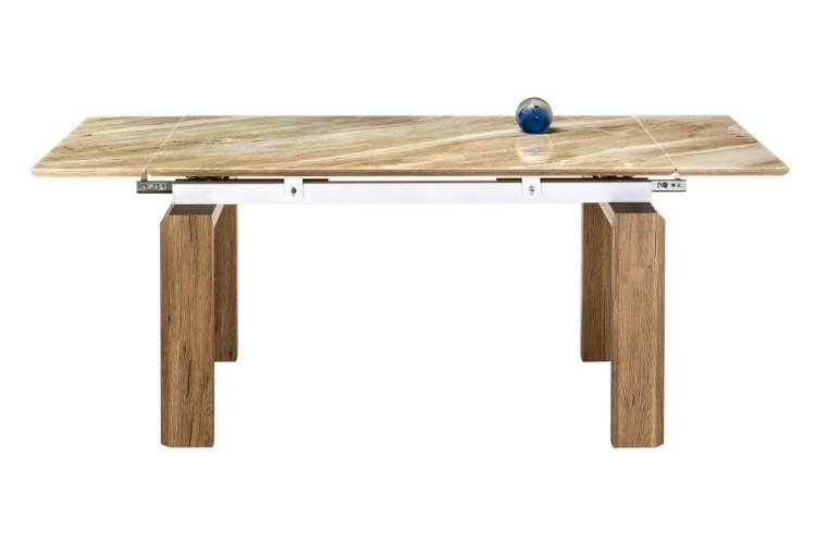 Стол стеклянный Давос бежевый мрамор / дуб монтана-3