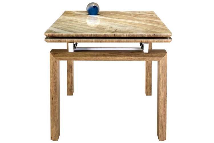 Стол стеклянный Давос бежевый мрамор / дуб монтана-4