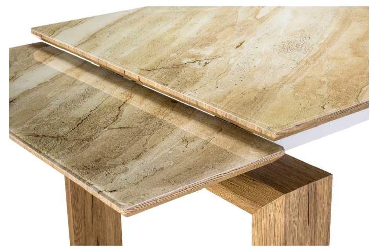 Стол стеклянный Давос бежевый мрамор / дуб монтана-6