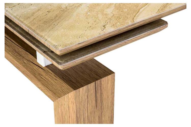 Стол стеклянный Давос бежевый мрамор / дуб монтана-8