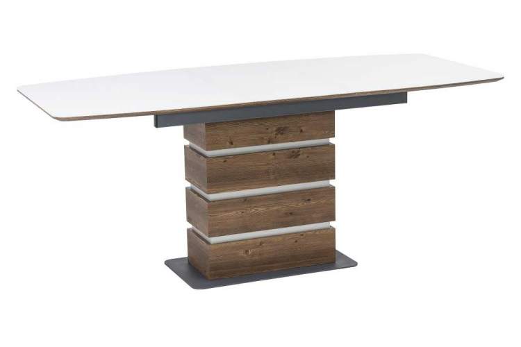 Стол стеклянный на тумбе Фернан белый / орех кантри-1