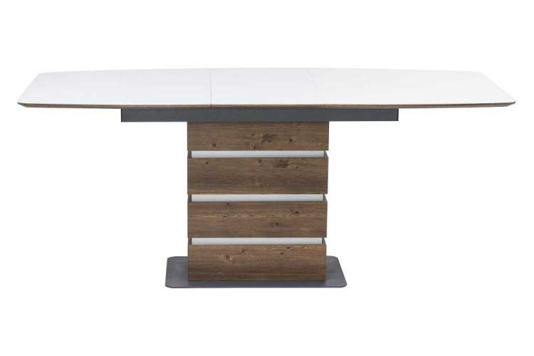 Стол стеклянный на тумбе Фернан белый / орех кантри-2