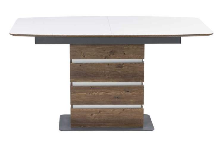 Стол стеклянный на тумбе Фернан белый / орех кантри-3