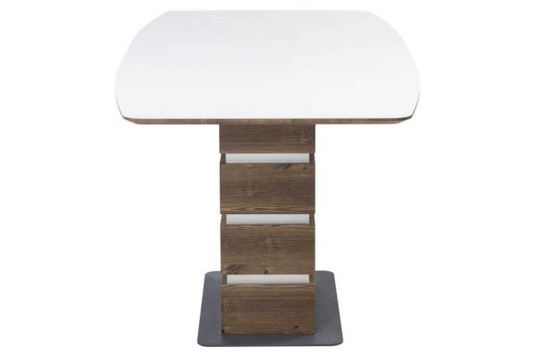 Стол стеклянный на тумбе Фернан белый / орех кантри-5