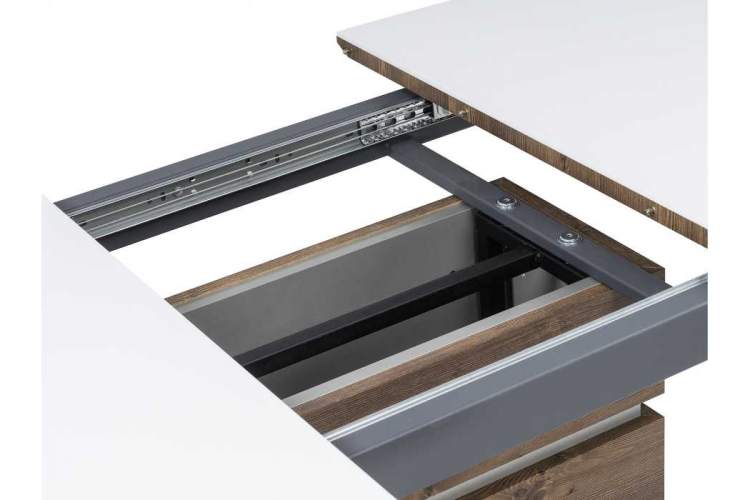 Стол стеклянный на тумбе Фернан белый / орех кантри-8