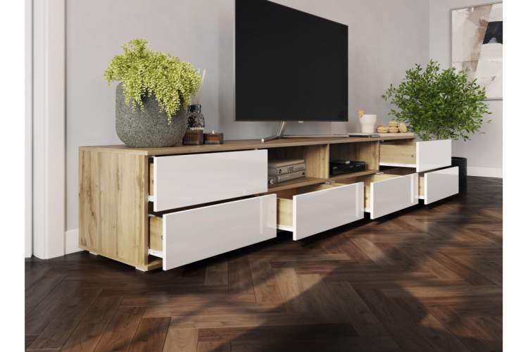 ТВ-тумба Маллоу дуб вотан / белый глянец-4