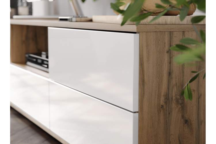 ТВ-тумба Маллоу дуб вотан / белый глянец-5