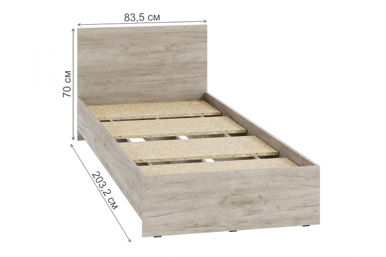 Кровать Адайн КР-080 80х200 дуб крафт серый / дуб крафт серый-1