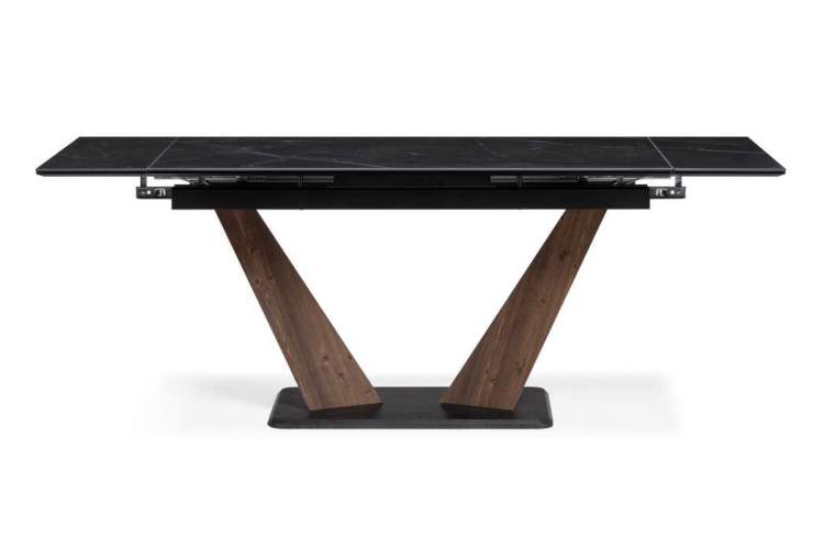 Керамический стол Кели 140(200)х80х76 черный мрамор / орех кантри / черный-2