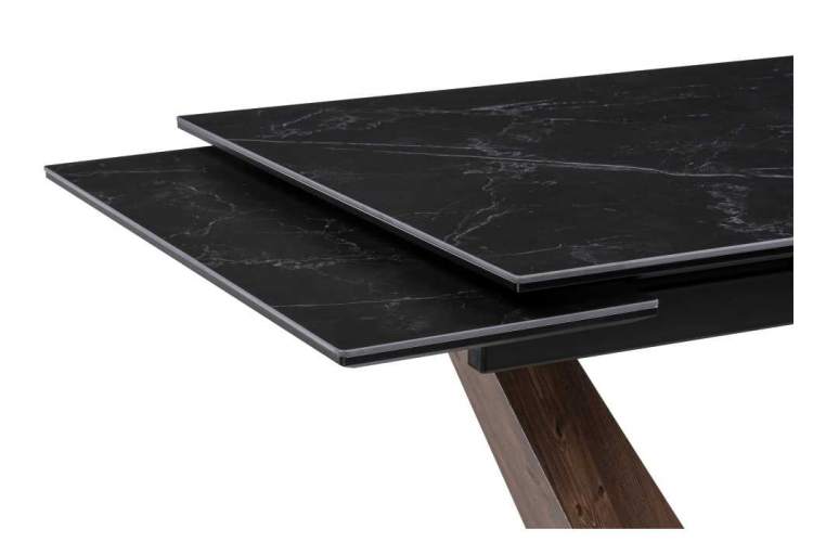 Керамический стол Кели 140(200)х80х76 черный мрамор / орех кантри / черный-5