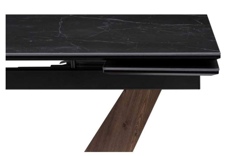 Керамический стол Кели 140(200)х80х76 черный мрамор / орех кантри / черный-6