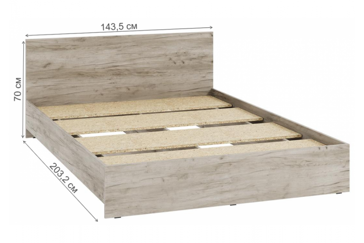 Кровать Адайн КР-140 140х200 дуб крафт серый / дуб крафт серый-1