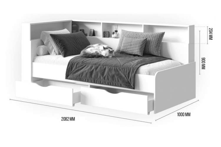 Кровать Амер 190х80 белая-2