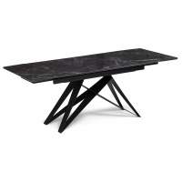 Стол стеклянный Блэкберн 140(200)х80 черный мрамор / черный