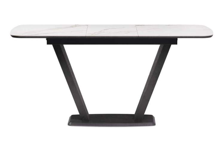 Керамический стол на тумбе Петир 120(160)х80х75 белый мрамор / графит / темный камень-2