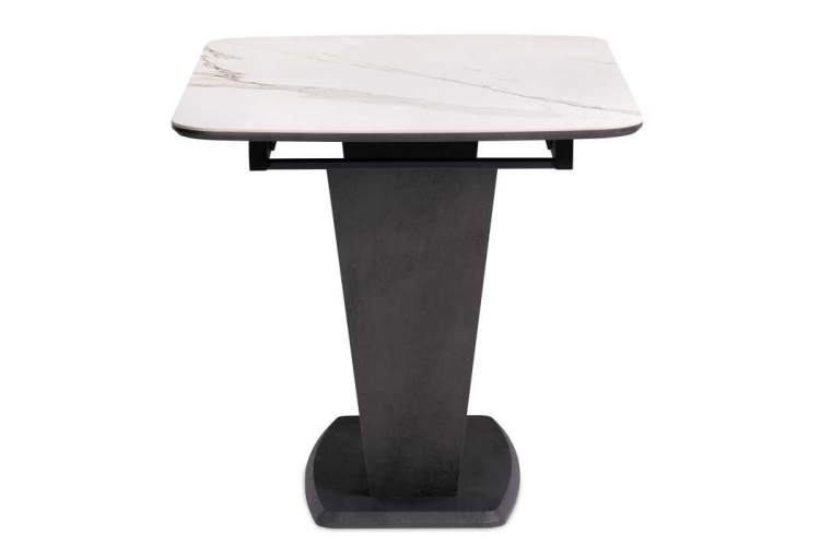 Керамический стол на тумбе Петир 120(160)х80х75 белый мрамор / графит / темный камень-3