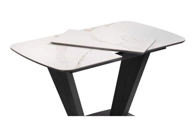 Керамический стол на тумбе Петир 120(160)х80х75 белый мрамор / графит / темный камень-4