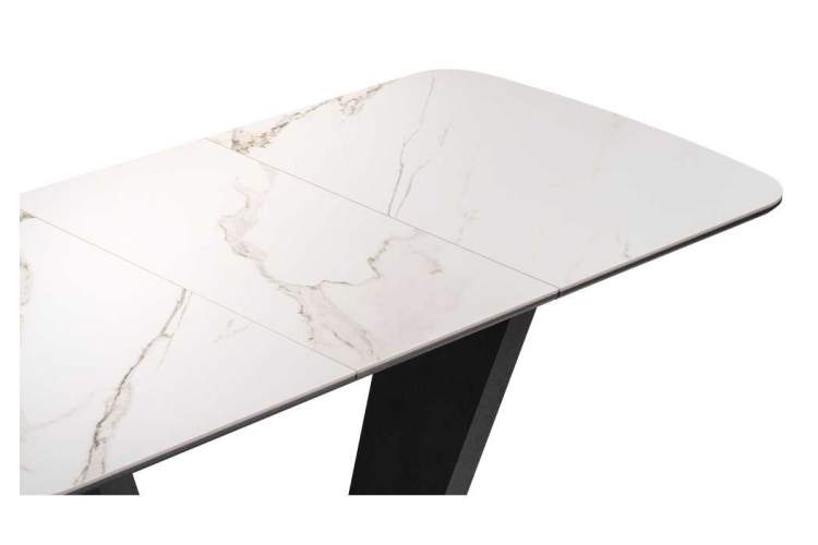 Керамический стол на тумбе Петир 120(160)х80х75 белый мрамор / графит / темный камень-5