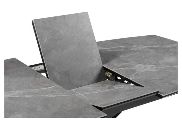 Керамический стол Риполь 160(205)х89 larka grey / черный-13