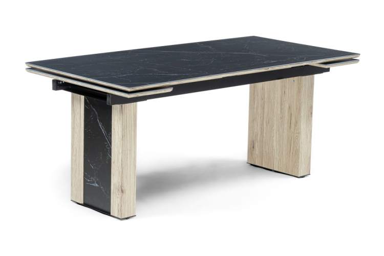 Керамический стол Бернардо 180x90 черный мрамор / дуб монтана