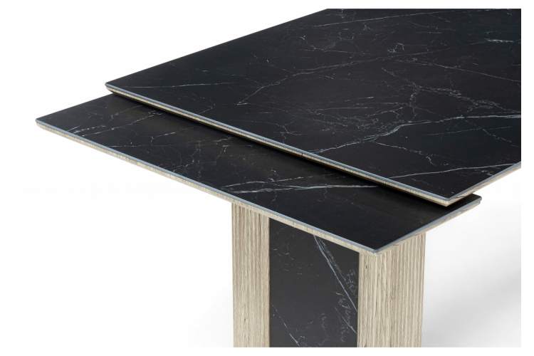 Керамический стол Бернардо 180x90 черный мрамор / дуб монтана-11
