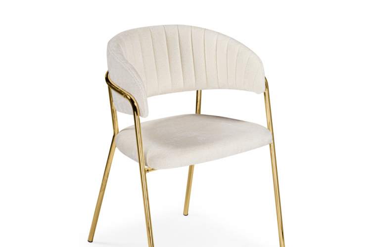 Стул на металлокаркасе Kamelia белый / ткань золотые ножки-8