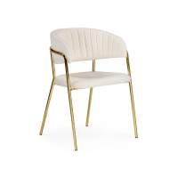 Стул на металлокаркасе Kamelia белый / ткань золотые ножки