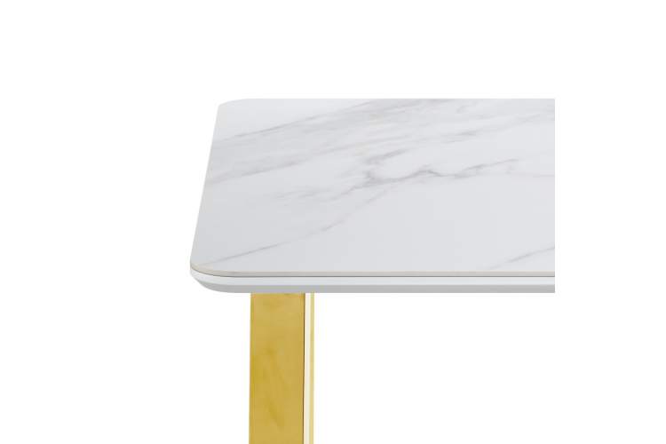 Керамический стол Селена 1 180х90х77 белый мрамор / золото-9
